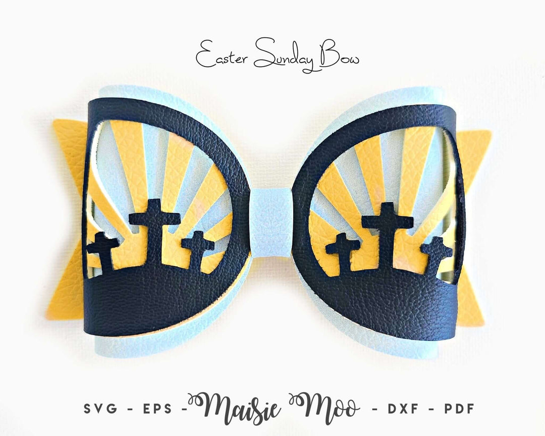 Easter Sunday Bow Faux Leather Crafts for Cricut and Silhouette by Maisie Moo Design