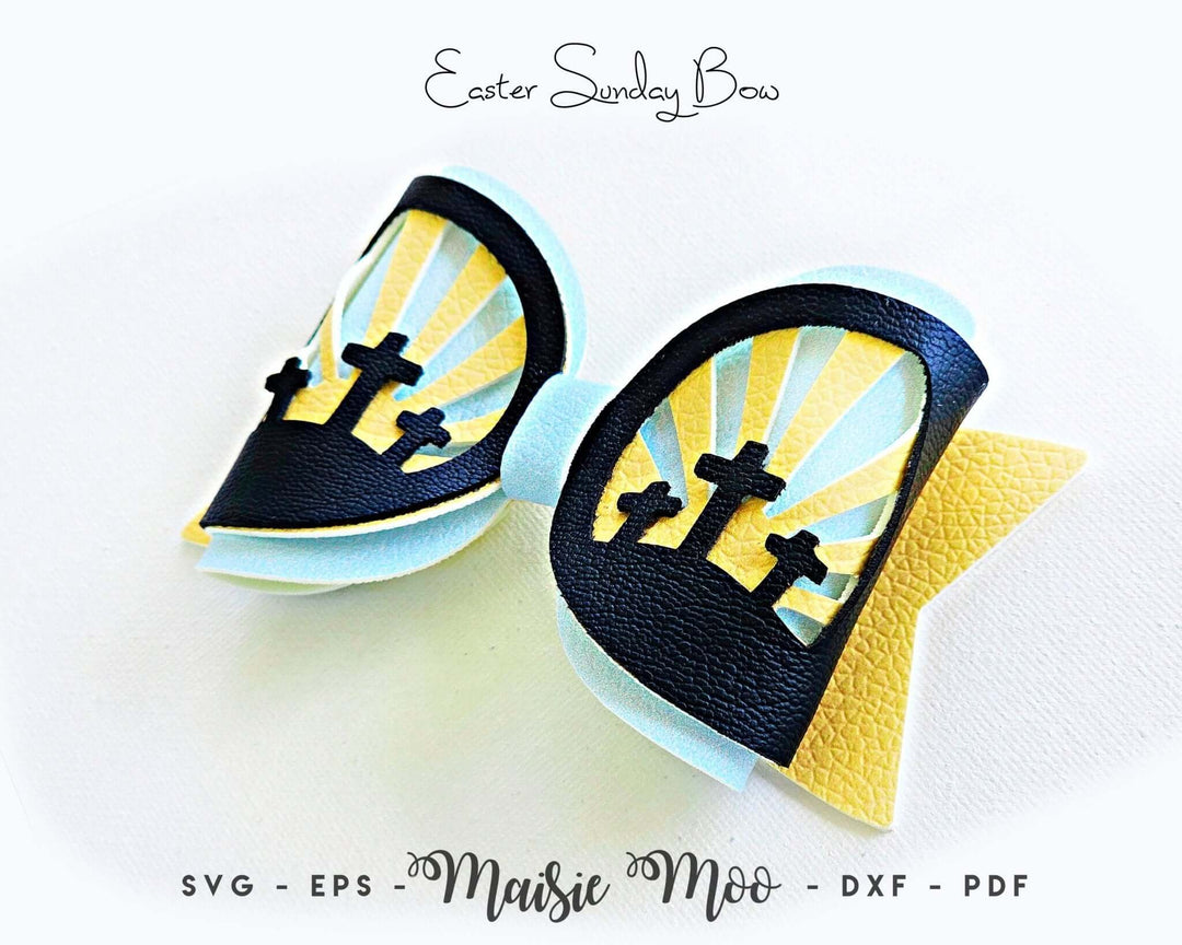 Easter Sunday Bow Faux Leather Crafts for Cricut and Silhouette by Maisie Moo Design