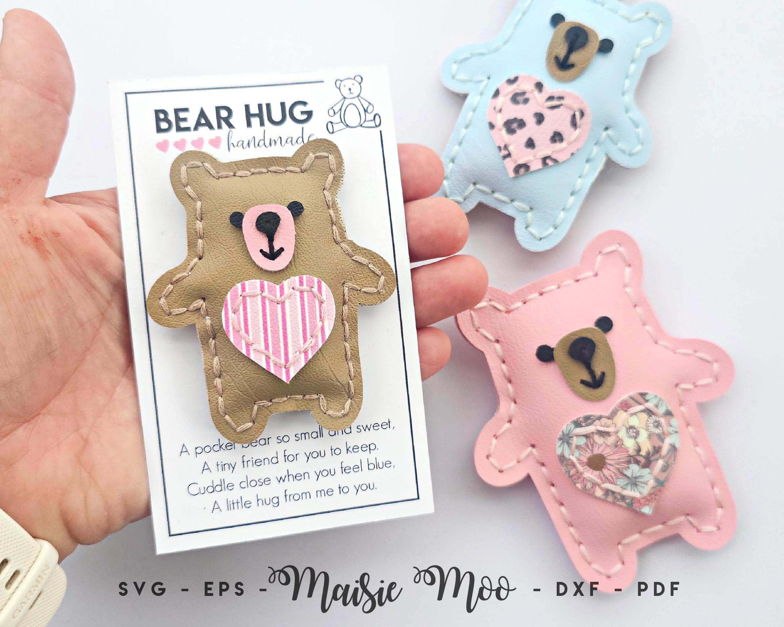 Pocket Hug SVG, Bear Hug Keychain Pattern, Mental Health Gift