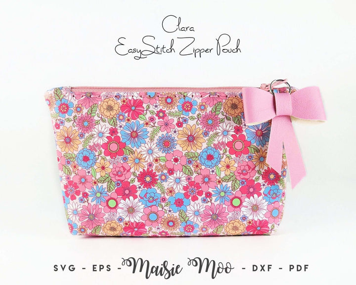 The Clara Zipper Pouch Faux Leather Crafts for Cricut and Silhouette by Maisie Moo Design