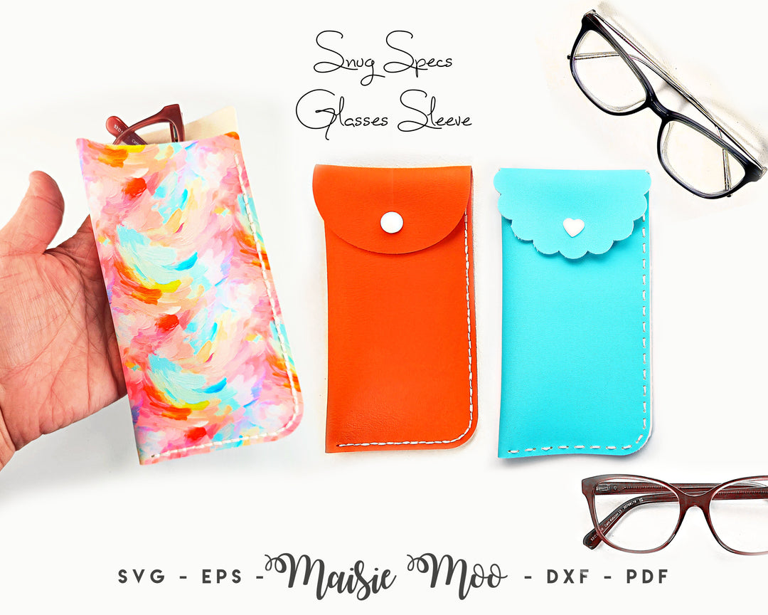 Reading Glasses Sleeve SVG, Sunglasses Pouch Template, Faux Leather No Sew, Eye Glasses Boys Svg files for Cricut Cut Files Maisie Moo