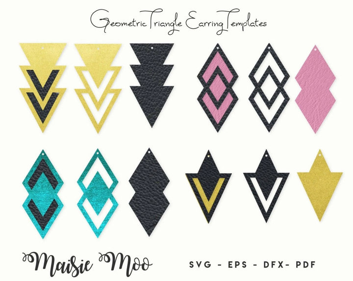 Earring Templates | Triangle Earring SVG | Cricut Earring Template | Diamond Earrings - Maisie Moo
