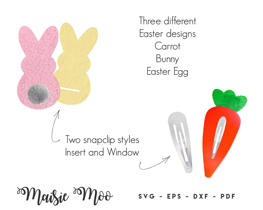 Easter Snap Clip SVG, Bunny Carrot Snapclip Template, Bow SVG,  Easter Egg Clippie Cover,  Cricut Hair Clip Svg  Maisie Moo