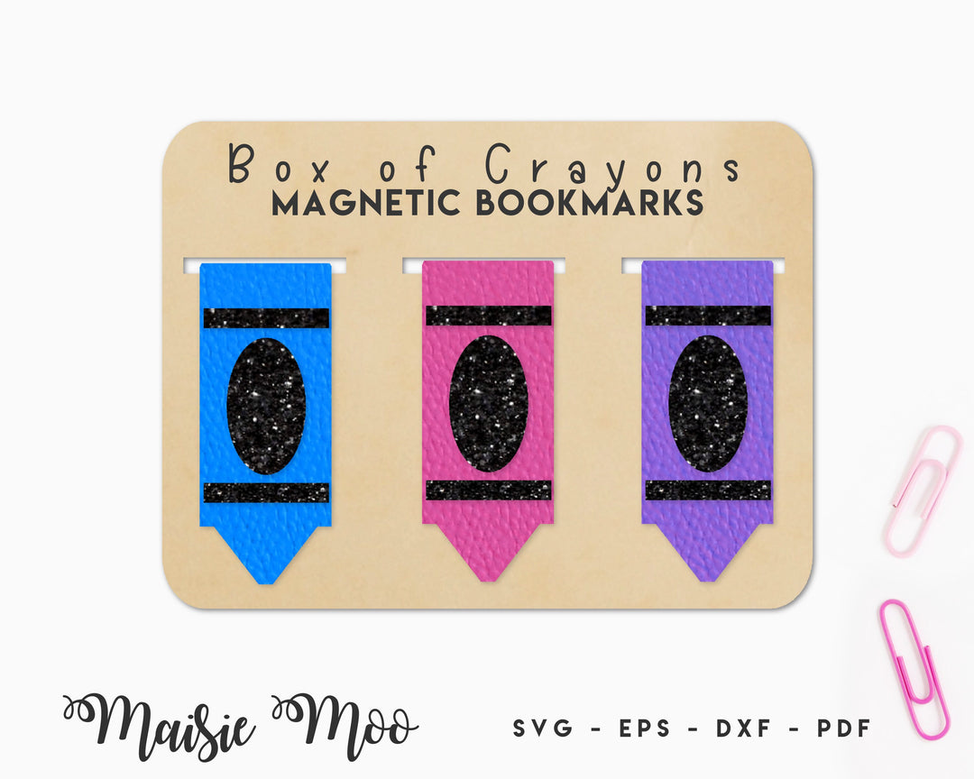 Back to School Magnetic Bookmark SVG, Bookworm, pencil, crayon Teacher Gift Page Keeper Template, Book Lover Gift, Faux Leather Crafts