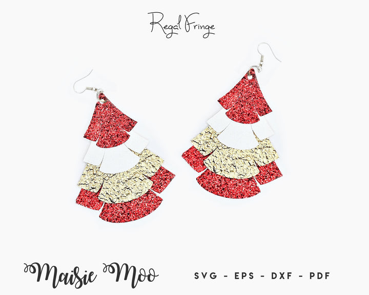 Christmas Fringe Earring SVG | Faux Leather Christmas Tree Earring Templates | Maisie Moo Vegan leather