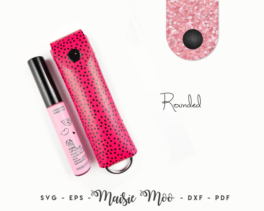 Pout Pouch, Lip Gloss Keychain Case SVG, Keyring Chapstick Holder Template, Easy Stitch Lipstick Faux Leather Purse