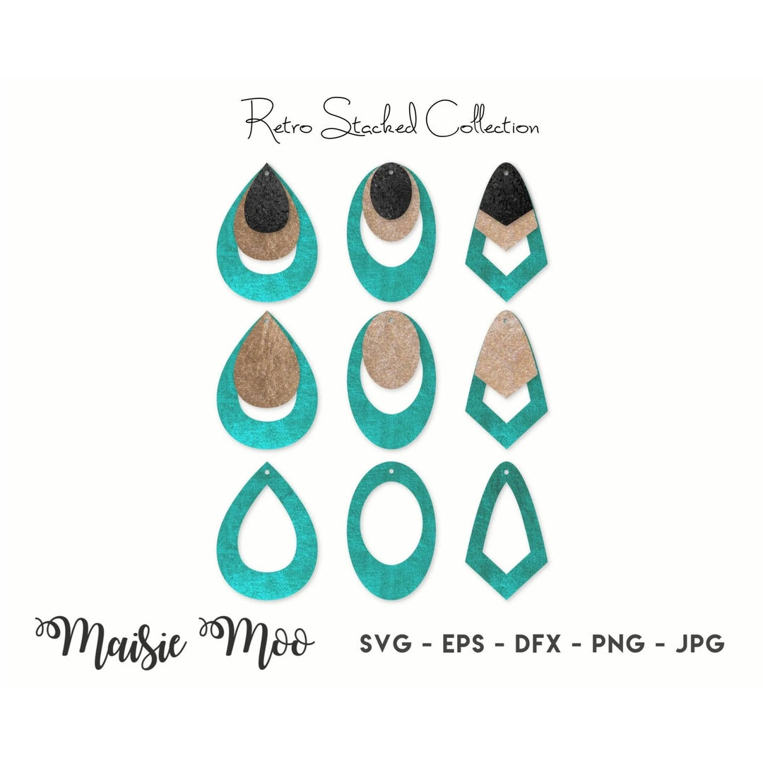 Stacked Earring SVG | Layered Earring | Cricut Earring Template | Faux Leather Earrings - Maisie Moo