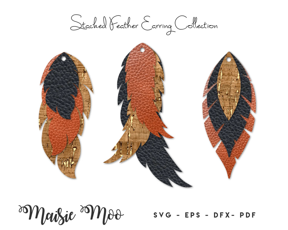 Faux Leather Earring SVG | Cricut Earring SVG | Feather Earring SVG