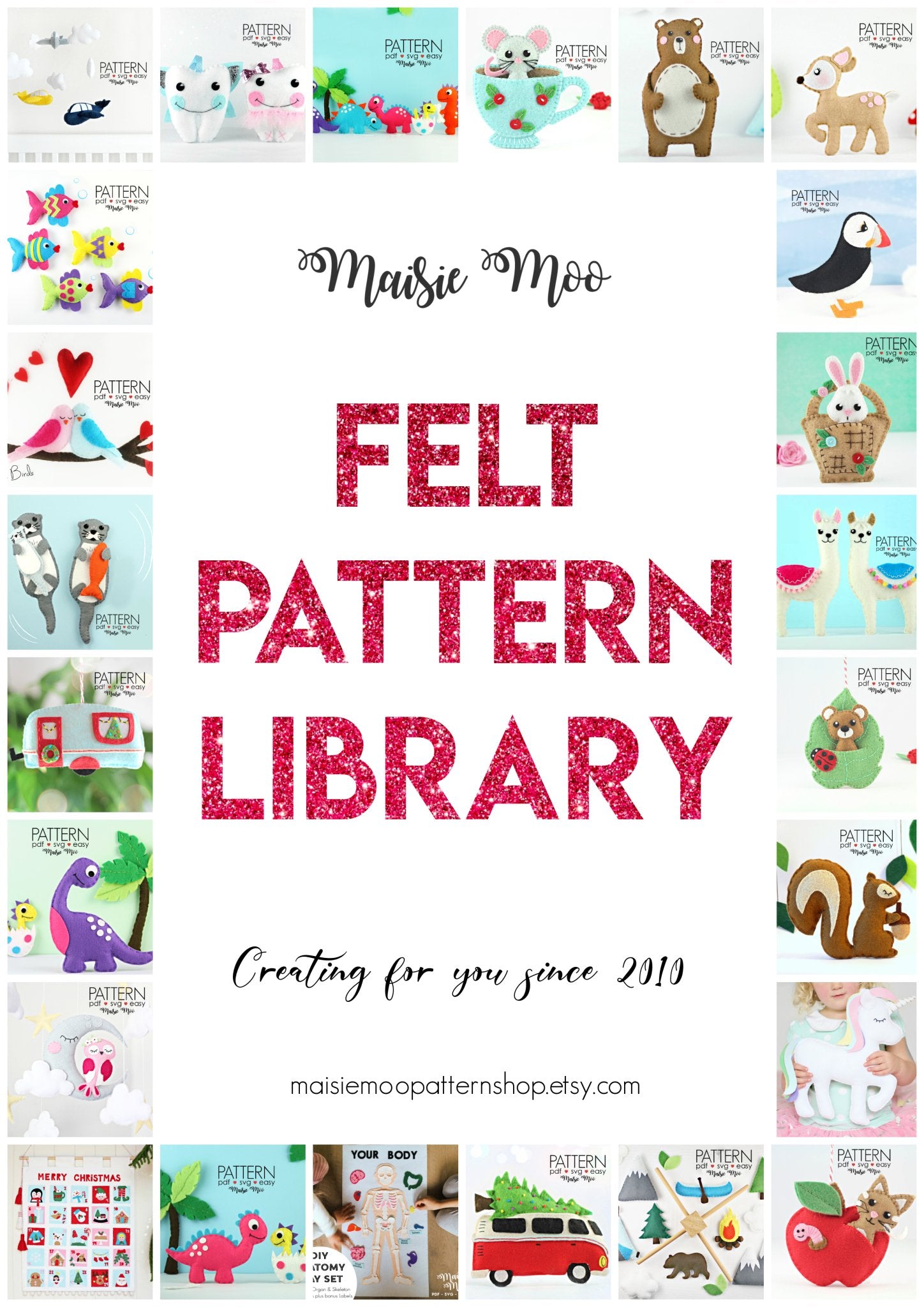 Maisie Moo Felt Pattern Library - Maisie Moo