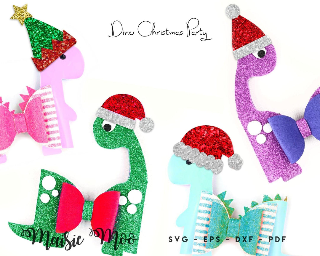 Create the cutest Christmas Dino bow with these FREE festive hats! - Maisie Moo