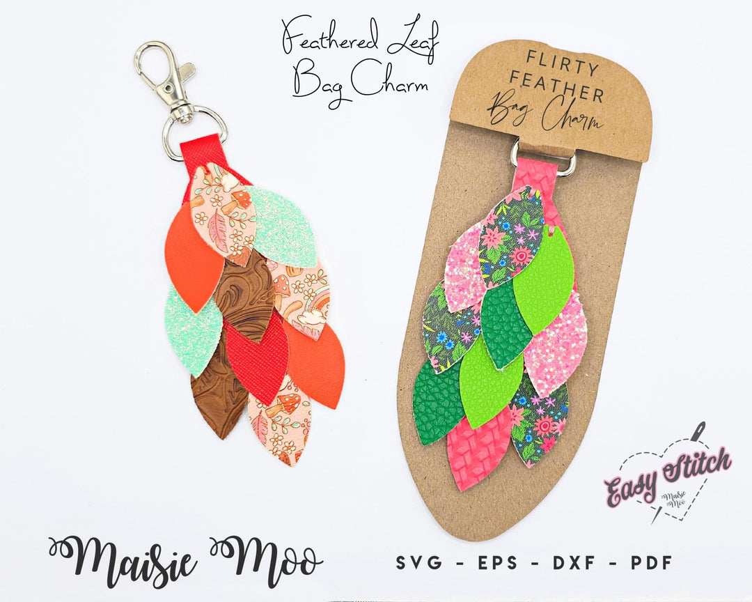 Feathered Leaf Bag Charm - Maisie Moo