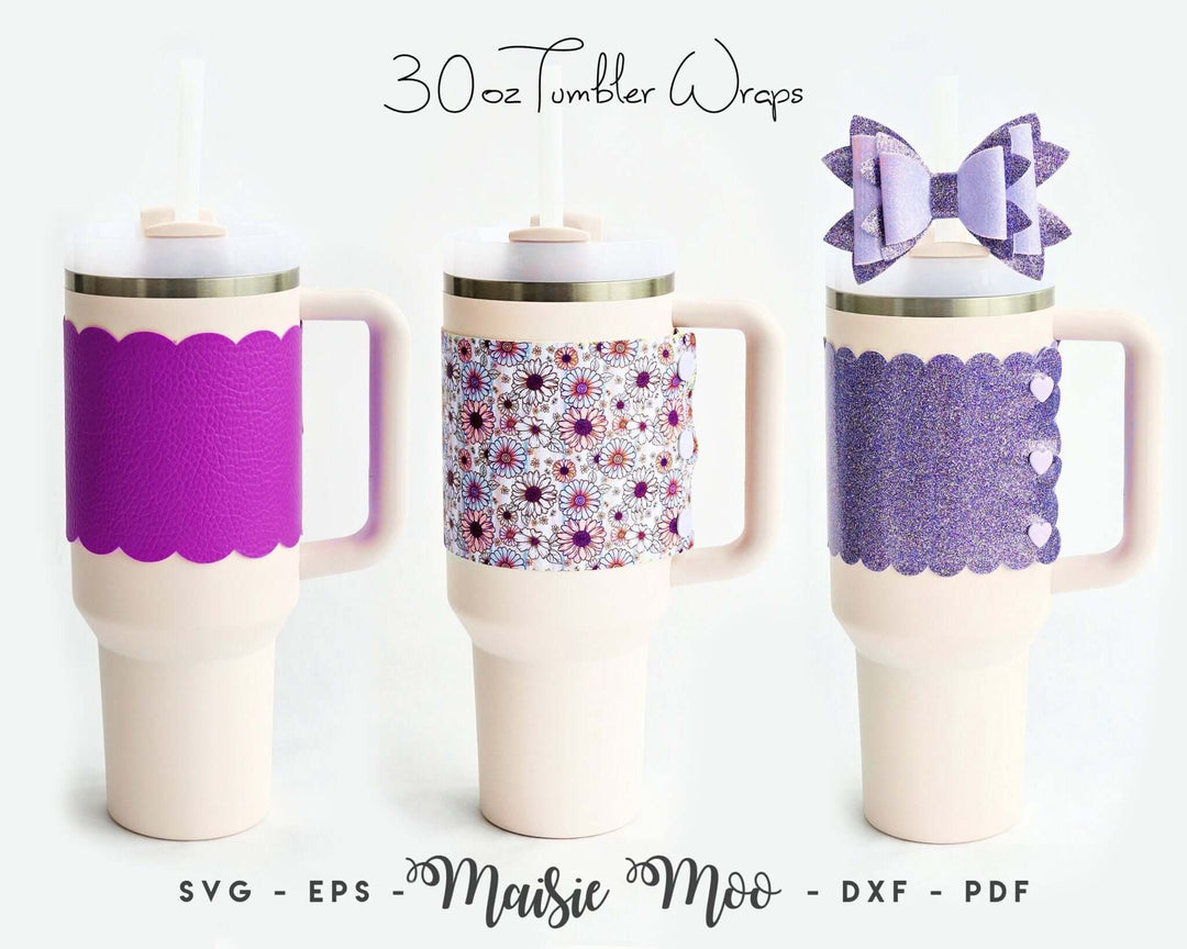 30oz Tumbler Wrap Faux Leather Crafts for Cricut and Silhouette by Maisie Moo Design