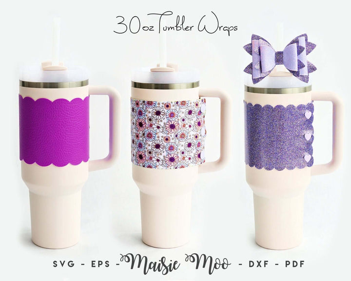 30oz Tumbler Wrap Faux Leather Crafts for Cricut and Silhouette by Maisie Moo Design