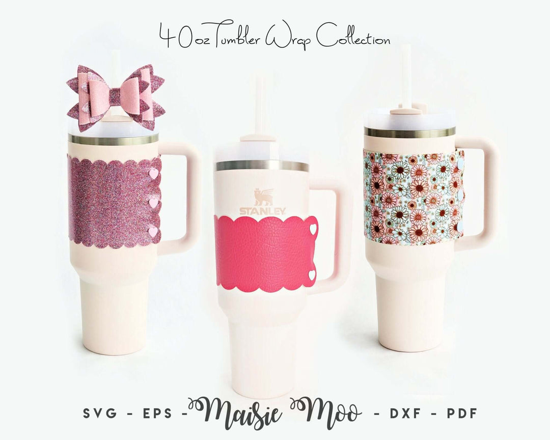 40oz Faux Leather Tumbler Wrap Faux Leather Crafts for Cricut and Silhouette by Maisie Moo Design