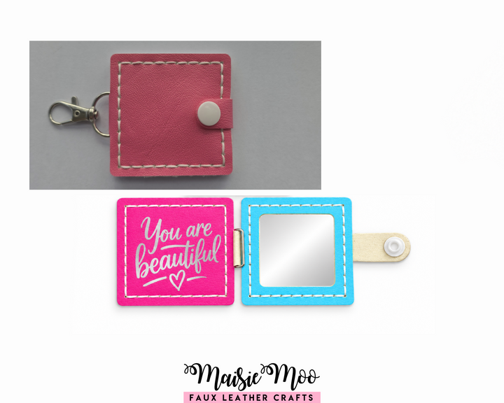 Square Compact Mirror Keychain SVG, Small Pocket Mirror Pattern