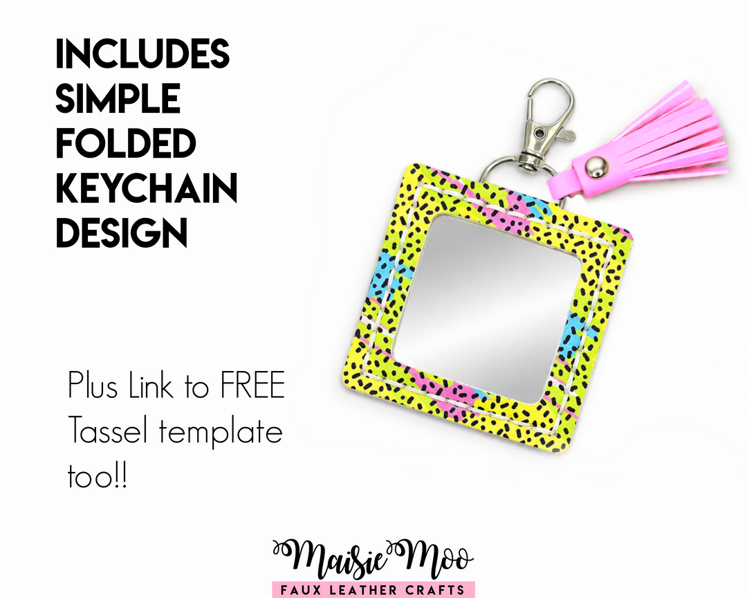 Square Compact Mirror Keychain SVG, Small Pocket Mirror Pattern