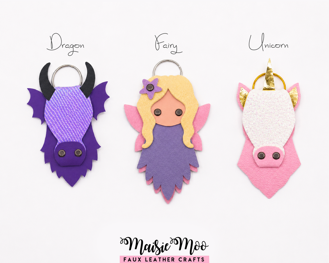 Dragon, Fairy & Unicorn Leather Keychain SVG Bundle
