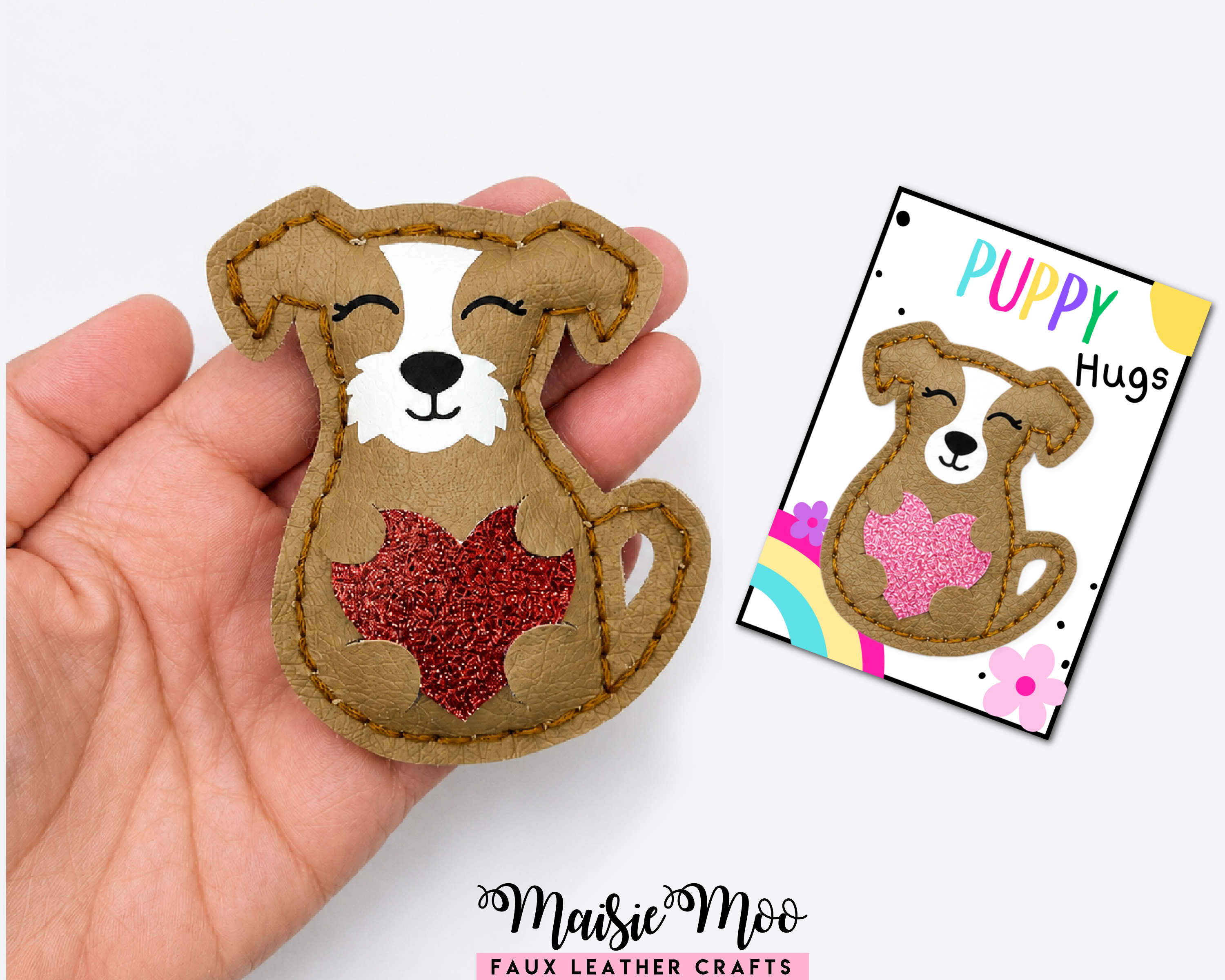 Puppy Pocket Hug SVG, Easy Stitch Dog Pattern