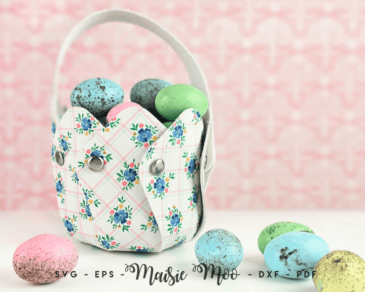 Free Faux Leather Template, Blossom Basket, Easter Basket, Faux Leather Plant Pot FREE SVG