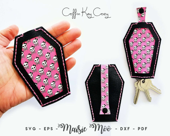 Coffin Key Cozy | Leather Key Holder Faux Leather Crafts for Cricut and Silhouette by Maisie Moo Design