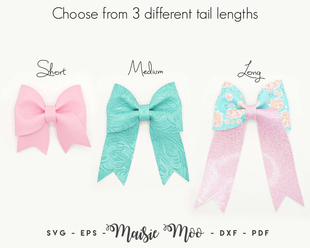 Coquette Ribbon Hair Bow Faux Leather Crafts for Cricut and Silhouette by Maisie Moo Design