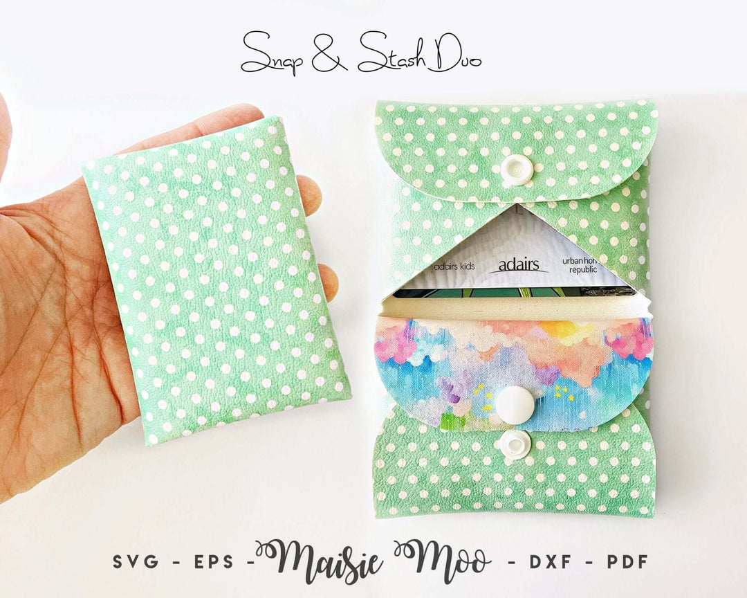 Duo Card & Coin Wallet Faux Leather Crafts for Cricut and Silhouette by Maisie Moo Design