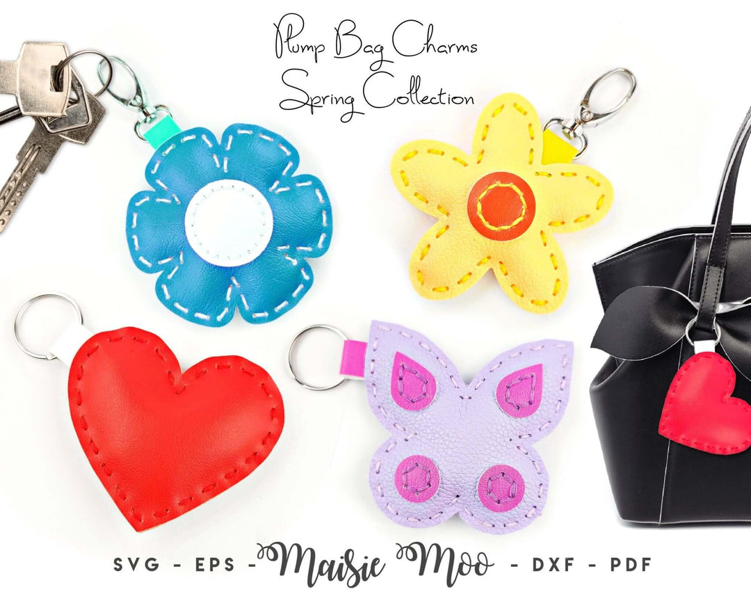 Faux Leather Bag Charm or Keychain Faux Leather Crafts for Cricut and Silhouette by Maisie Moo Design