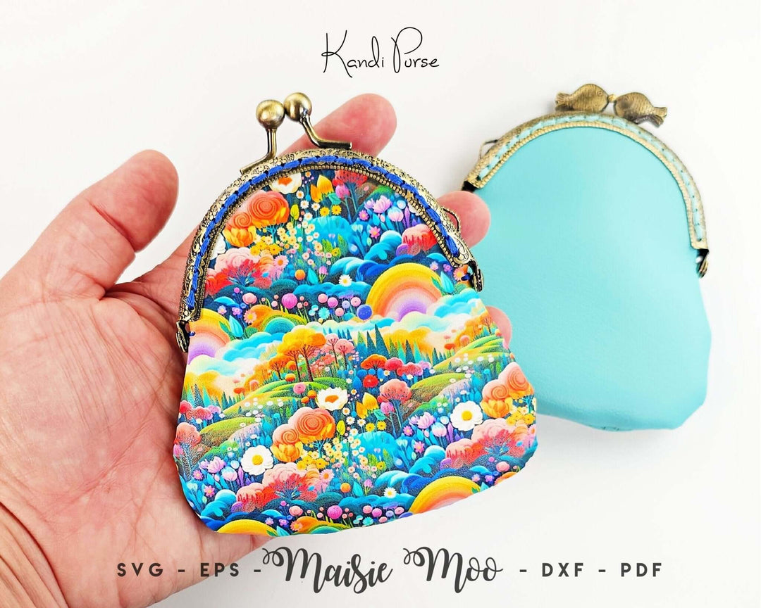 Kandi Purse - Round Kiss Clasp Faux Leather Crafts for Cricut and Silhouette by Maisie Moo Design