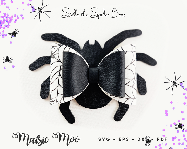 Spooky Spider Halloween Bow SVG, Spiderweb Bow Template SVG,  Bow Pattern pdf, Black Bow, files for Cricut Cut Files, Silhouette Cut Files,