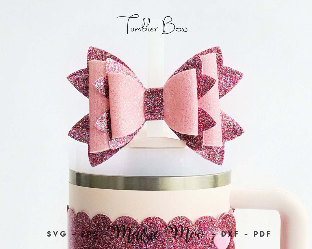 Tumbler Bow Faux Leather Crafts for Cricut and Silhouette by Maisie Moo Design
