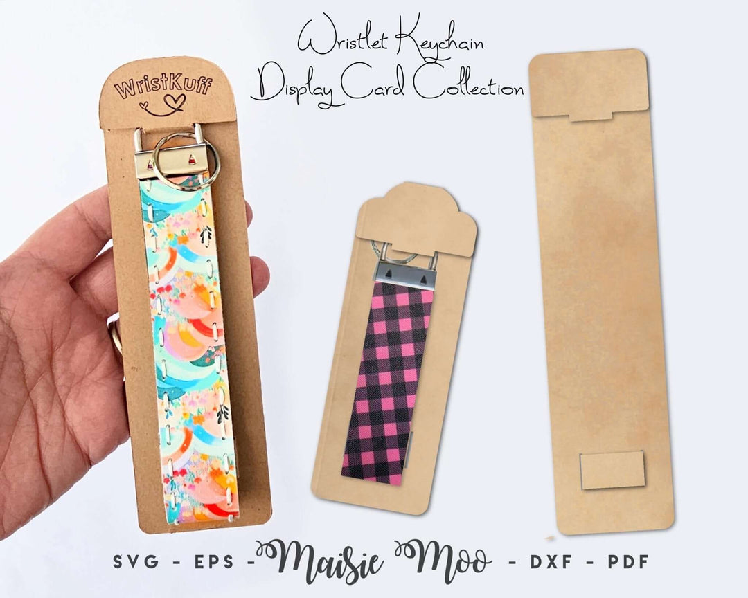 Wristlet Keychain Display Card Faux Leather Crafts for Cricut and Silhouette by Maisie Moo Design