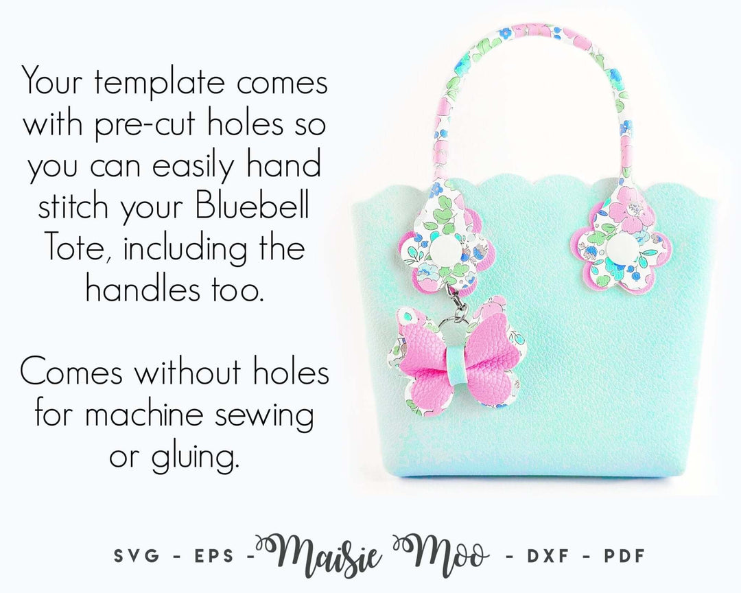 Bluebell Tote Bag Faux Leather Crafts for Cricut and Silhouette by Maisie Moo Design