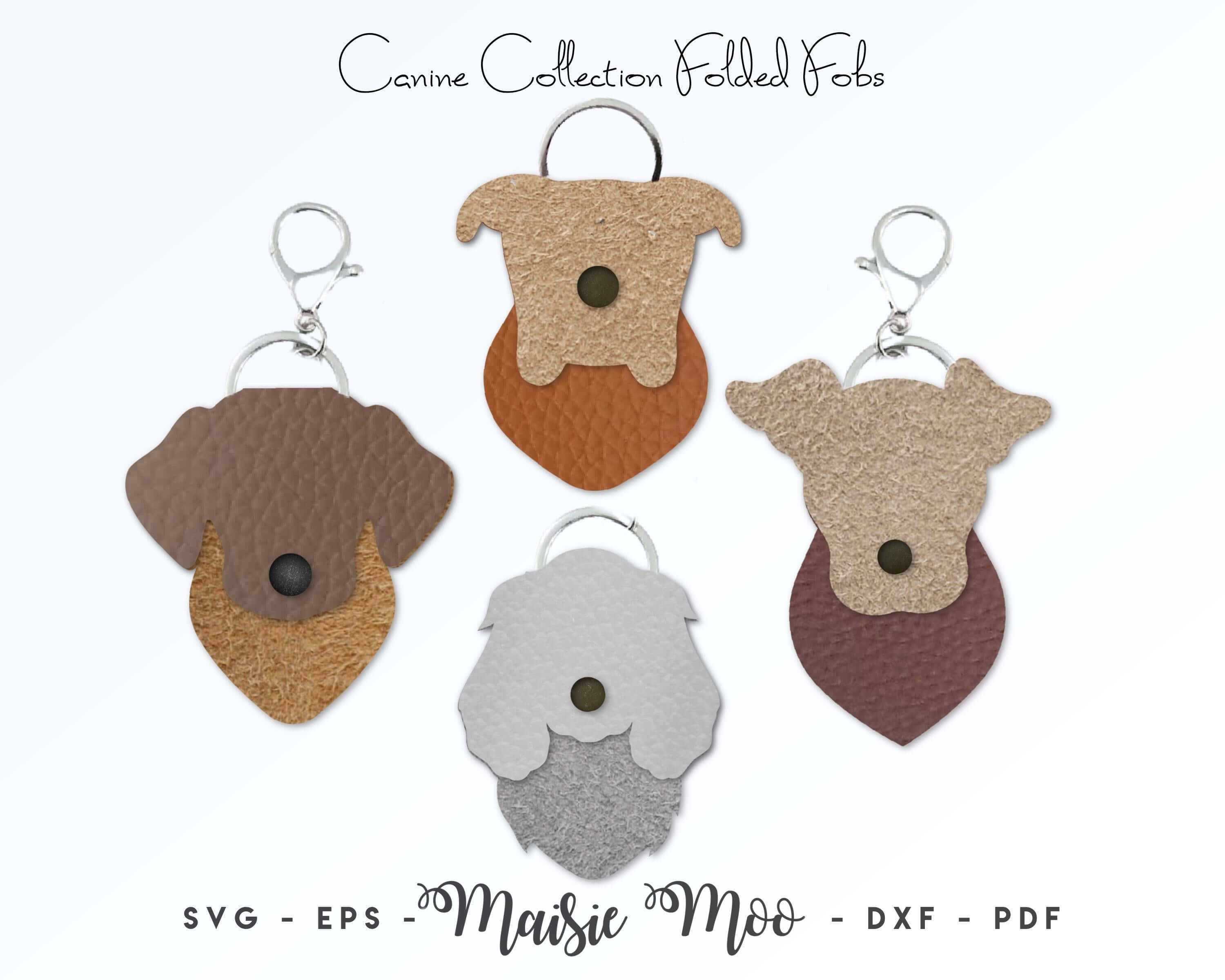 Canine Dog Leather Keychain Folded Key Fob Template – Maisie Moo