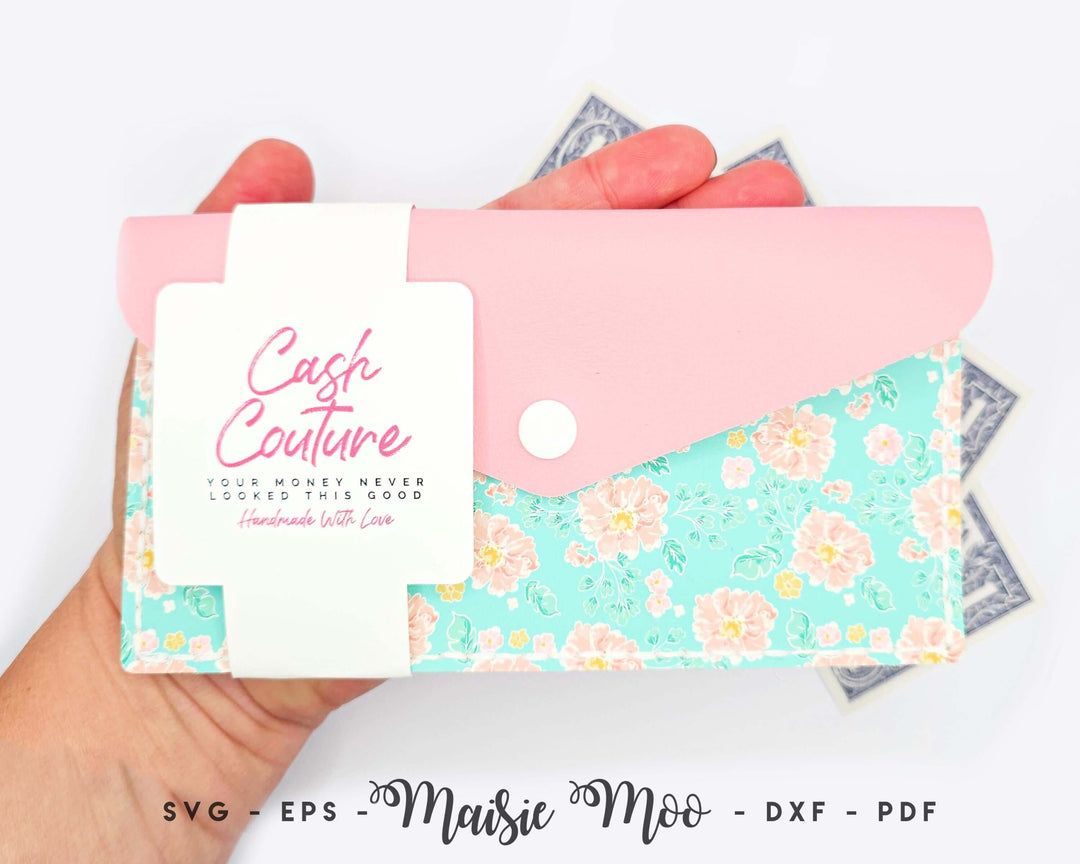 Cash Stuffing Envelope SVG Template, Savings Challenge Envelope Sewing Pattern, Leather or Faux Leather Easy Stitch Wallet