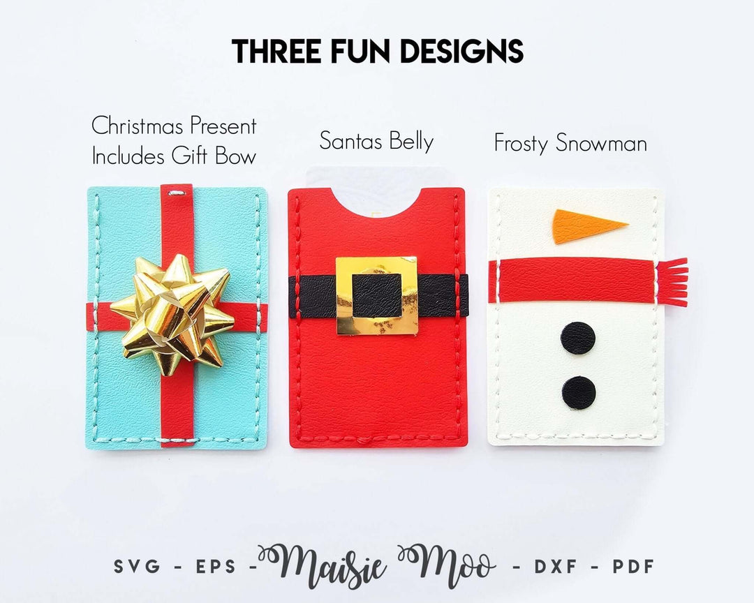 Christmas Gift Card Holders Faux Leather Crafts for Cricut and Silhouette by Maisie Moo Design