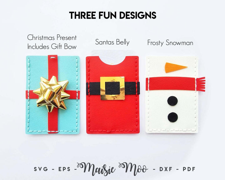 Christmas Gift Card Holders Faux Leather Crafts for Cricut and Silhouette by Maisie Moo Design
