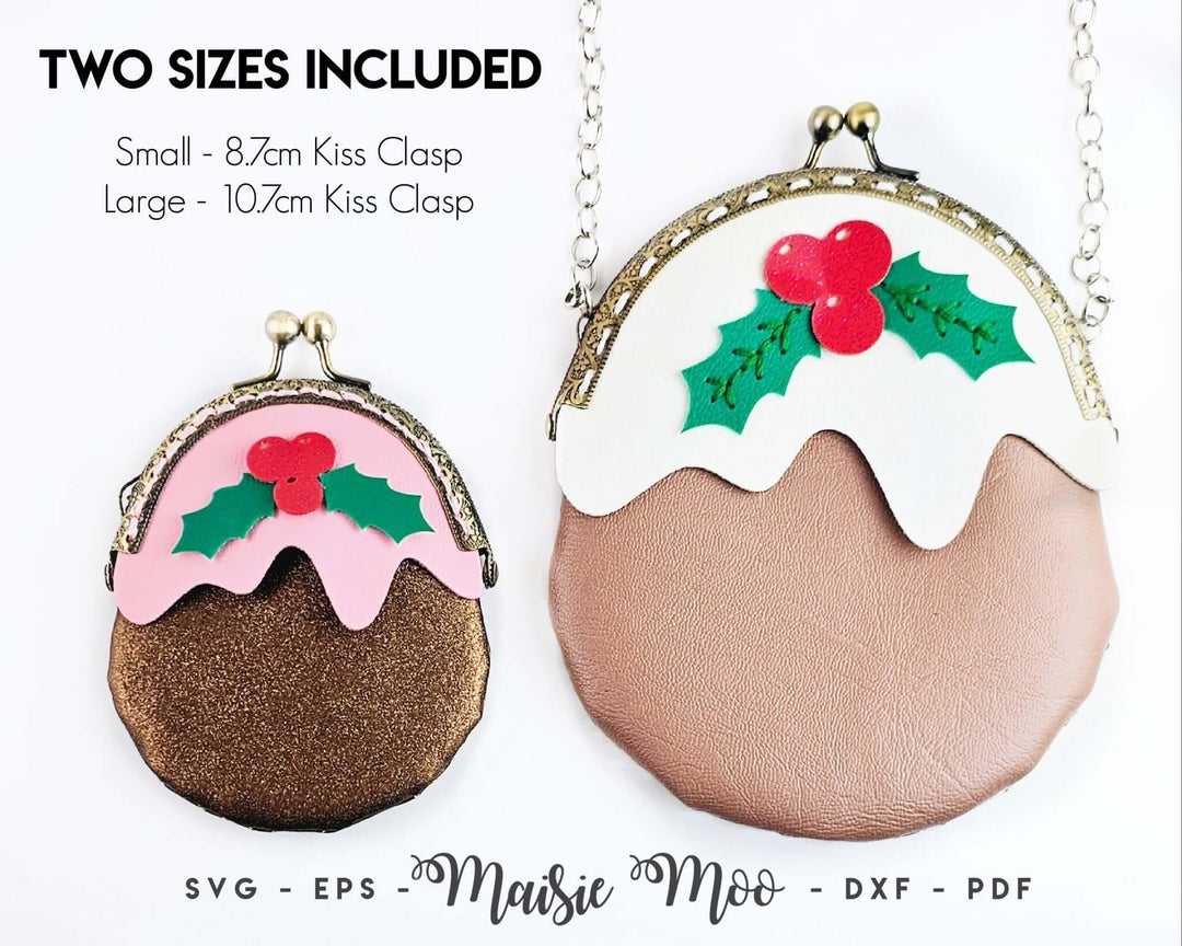Christmas Pudding Purse & Bag Faux Leather Crafts for Cricut and Silhouette by Maisie Moo Design