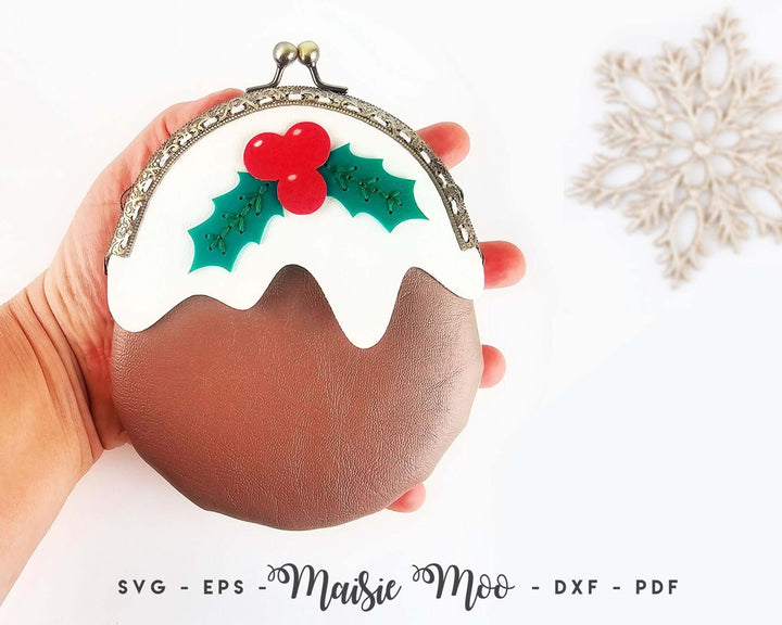 Christmas Pudding Purse & Bag Faux Leather Crafts for Cricut and Silhouette by Maisie Moo Design