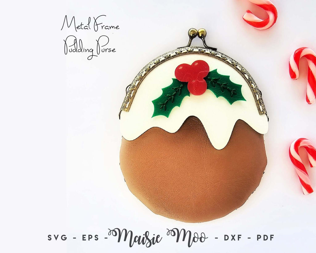Christmas Pudding Purse & Bag Faux Leather Crafts for Cricut and Silhouette by Maisie Moo Design