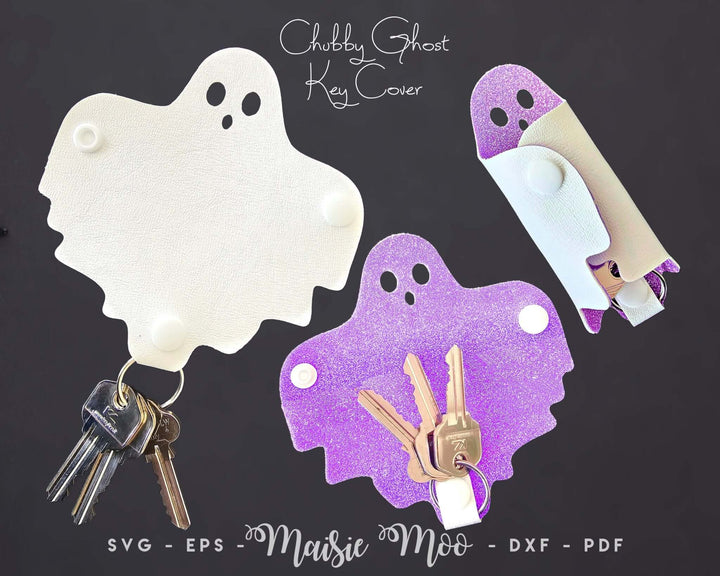 Chubby Ghost Key Cover Faux Leather Crafts for Cricut and Silhouette by Maisie Moo Design