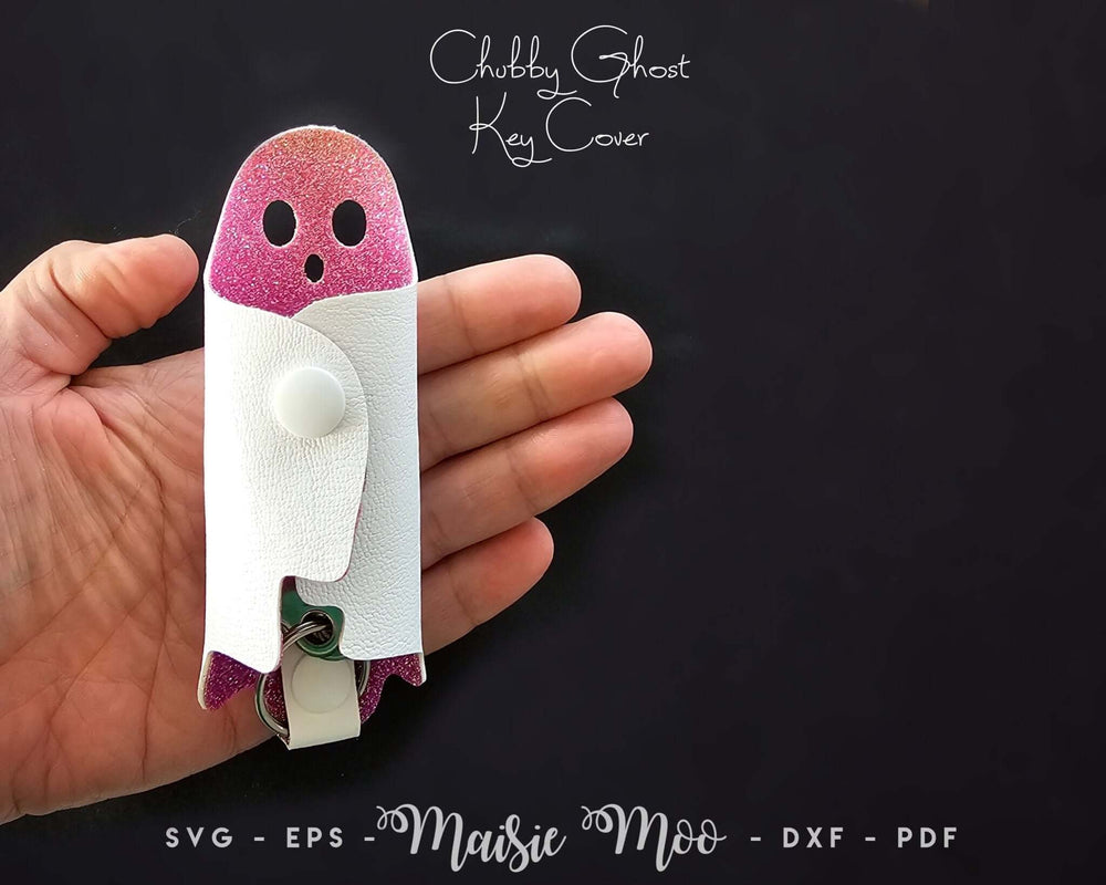 Chubby Ghost Key Cover Faux Leather Crafts for Cricut and Silhouette by Maisie Moo Design