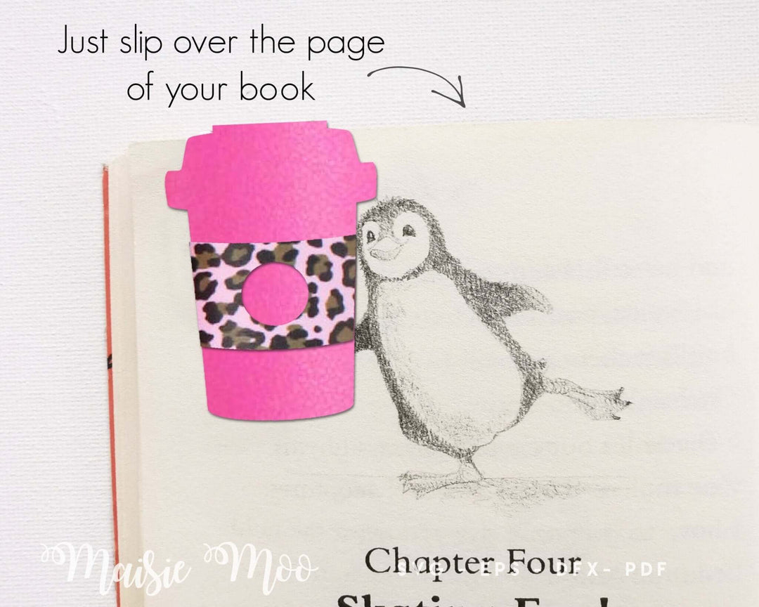 Coffee Lover Magnetic Bookmarks Faux Leather Crafts for Cricut and Silhouette by Maisie Moo Design