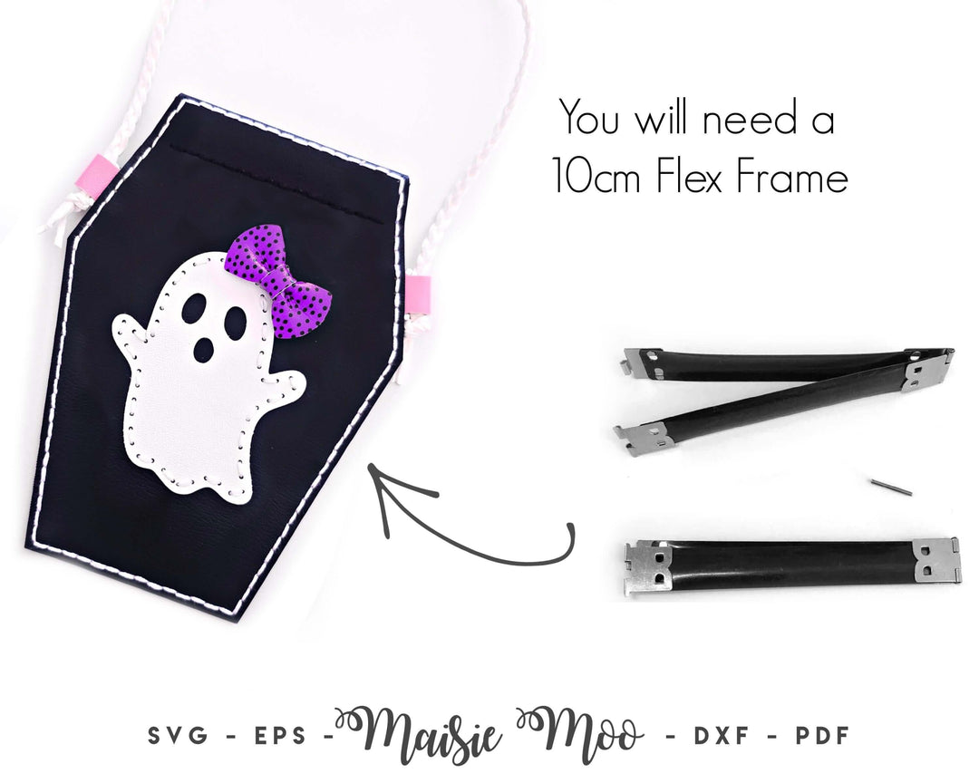 Coffin Flex Frame Purse SVG, Halloween Handbag Leather Sewing Pattern, Faux Leather Pinch Purse, DIY Snappy Snap Top Case Template