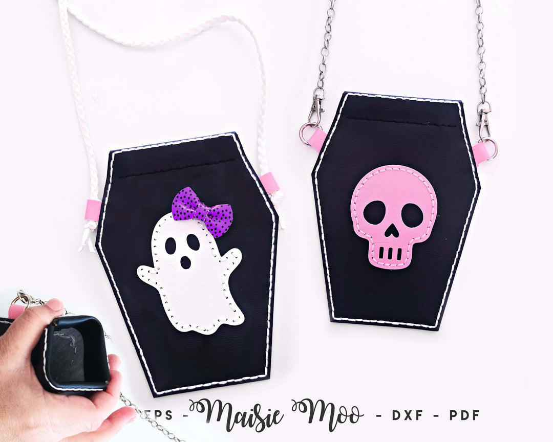 Coffin Flex Frame Purse SVG, Halloween Handbag Leather Sewing Pattern, Faux Leather Pinch Purse, DIY Snappy Snap Top Case Template