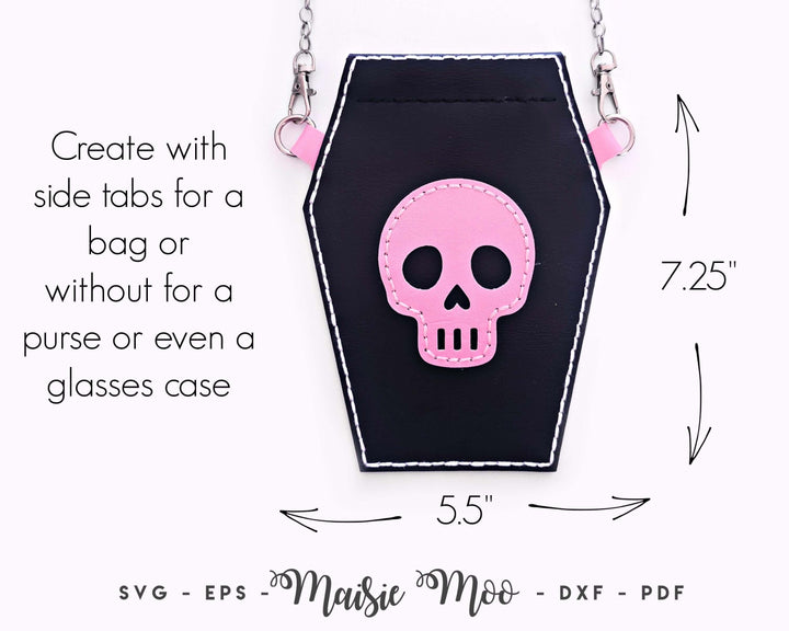 Coffin Flex Frame Purse SVG, Halloween Handbag Leather Sewing Pattern, Faux Leather Pinch Purse, DIY Snappy Snap Top Case Template