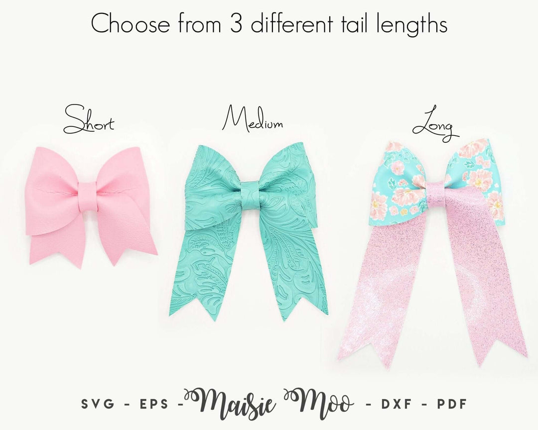 Coquette Ribbon Hair Bow Faux Leather Crafts for Cricut and Silhouette by Maisie Moo Design