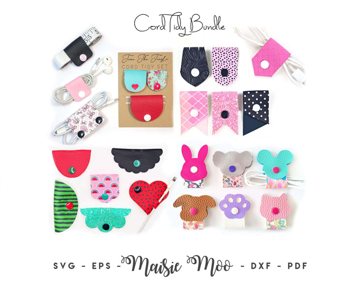 Cord Keeper SVG Mega Bundle, 24 Cable Organizer Templates with Display Cards, Cord Tidy SVG, Cable Holder SVG, Faux Leather Craft Patterns