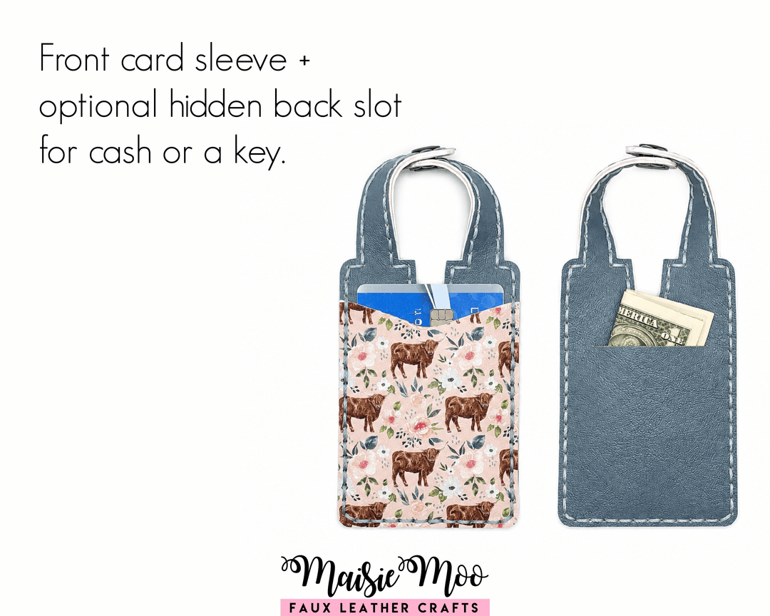 Cowboy Boot Wallet SVG Template, Faux Leather Card Holder Sewing Pattern with front card sleeve and back slot for cash or key.