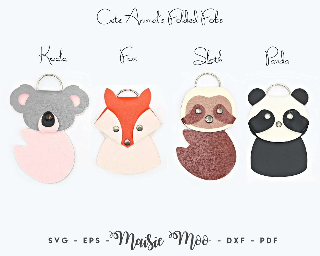 Cute Animal Folded Keychain Faux Leather Crafts for Cricut and Silhouette by Maisie Moo Design