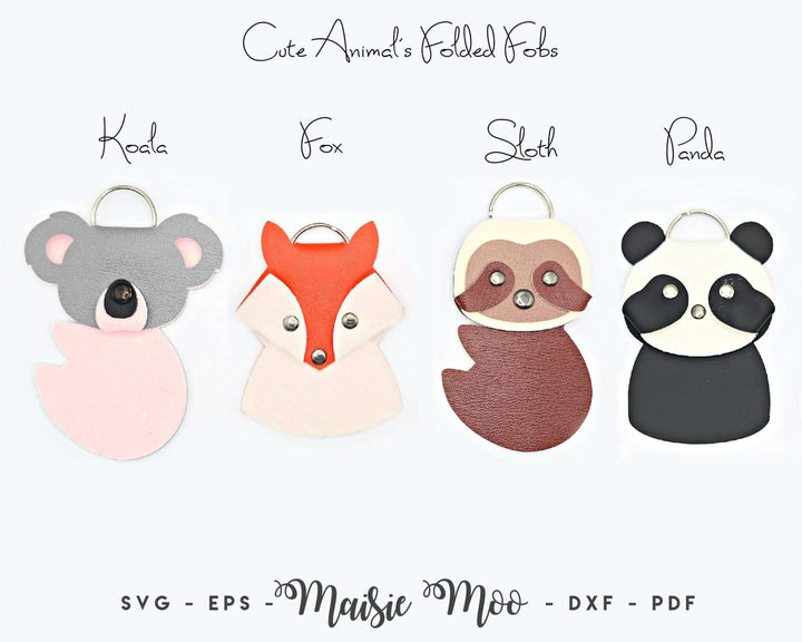 Cute Animal Folded Keychain Faux Leather Crafts for Cricut and Silhouette by Maisie Moo Design